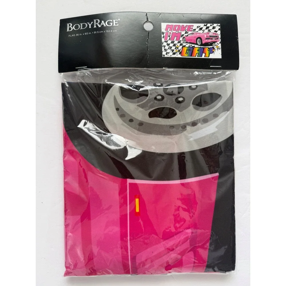 BodyRage Move I'm Gay Flag 36x60 Spencer's Pink Racing Car Pride Wall Decor NEW